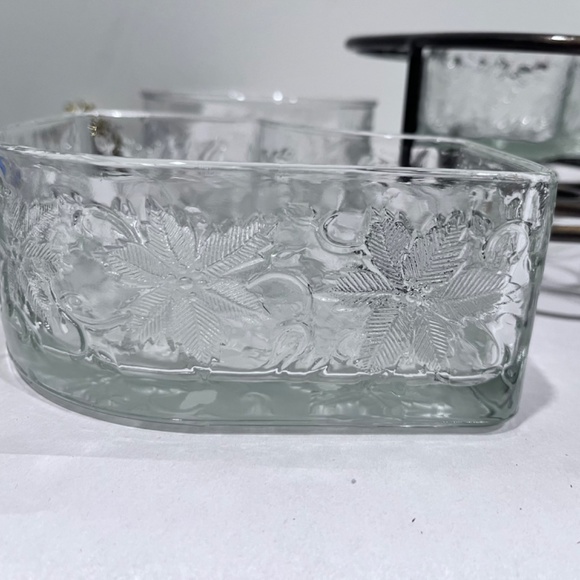 Princess House Fantasia Crystal Chip & Dip Server w/Metal Caddy 6 piece set - Picture 5 of 6